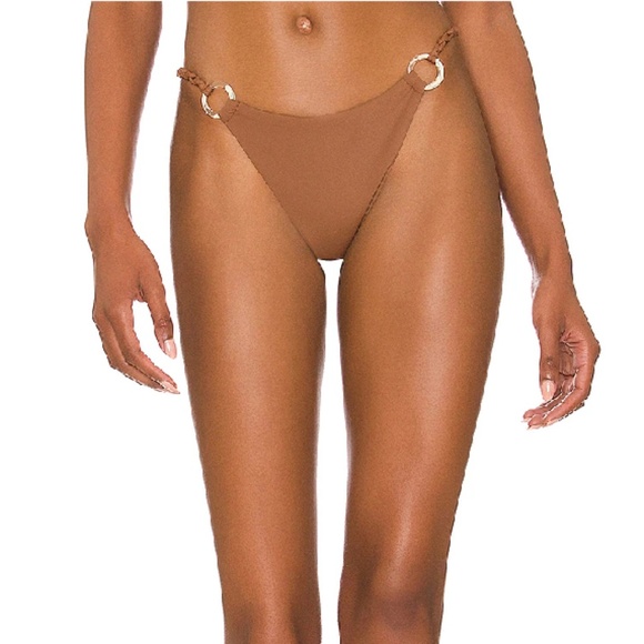Jonathan Simhkai Athena Cut Out Bikini Bottom SIMKHAI  M Coffee NWT - Picture 1 of 3